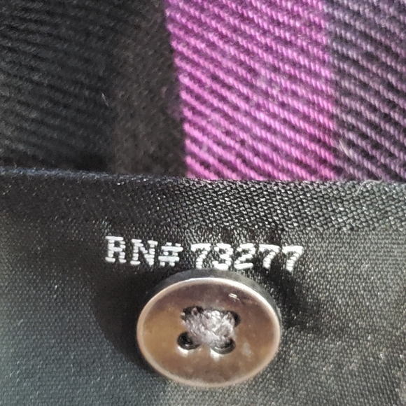 Rock & Republic Purple Black Plaid Button Up Shirt Top Size L Adjustable Sleeve - Picture 6 of 7